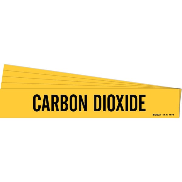 CARBON DIOXIDE Pipe Marker Style 1 Polyester Black on Yellow 1 per Card, 5 PK